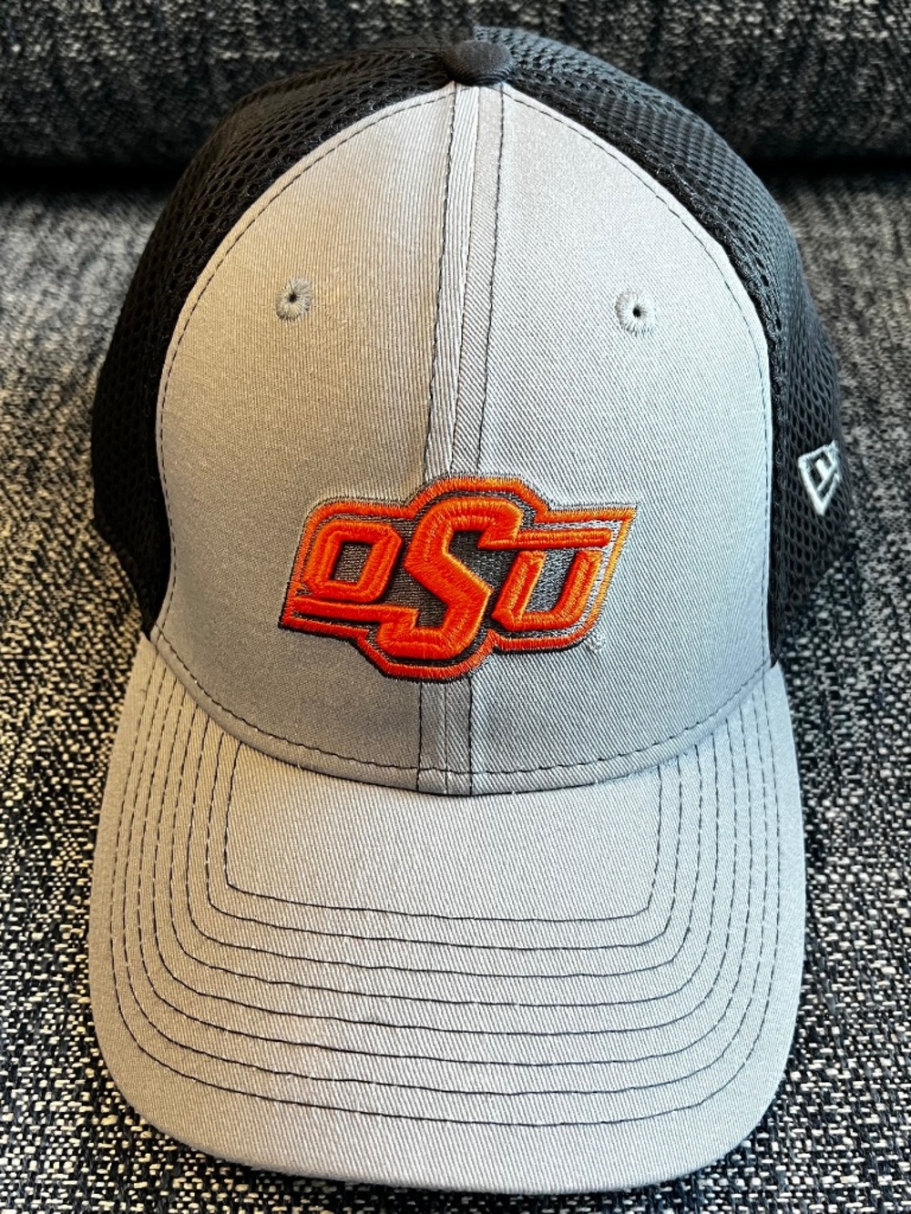 New Era 39Thirty gray black and orange baseball hat L/XL Stretch band
